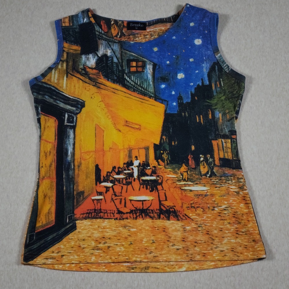 Van Gogh Cafe Terrace at Night Tank Top Womens Large Art Print Breeke Sleeveless